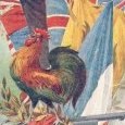 Le coq gaulois et les drapeaux alliés